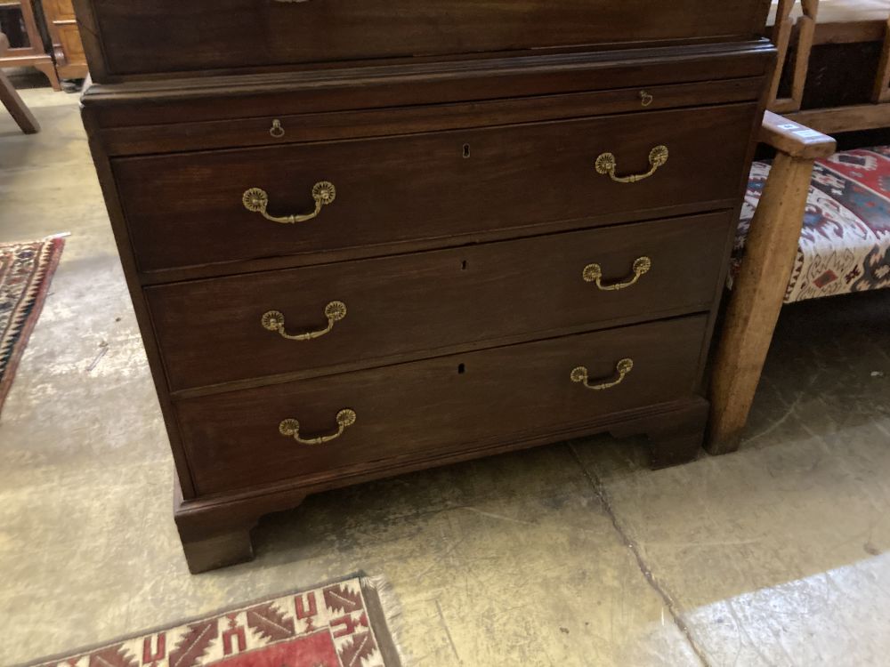 A George III mahogany chest on chest, width 110cm depth 54cm height 179cm